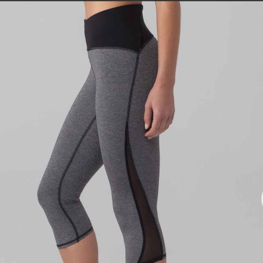 lululemon gray & black high-waist capri cut leggings